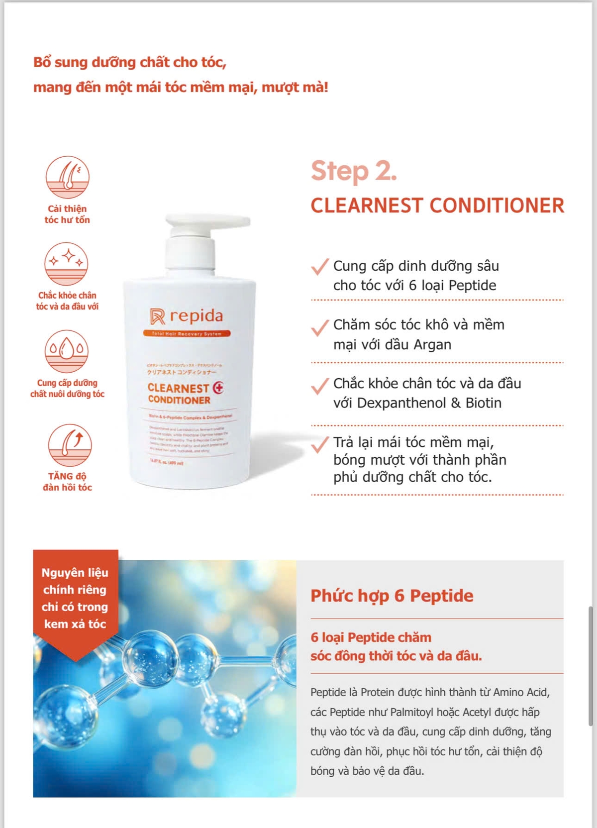 Dầu xả dưỡng tóc repida CLEARNEST CONDITIONER 499ml/chai