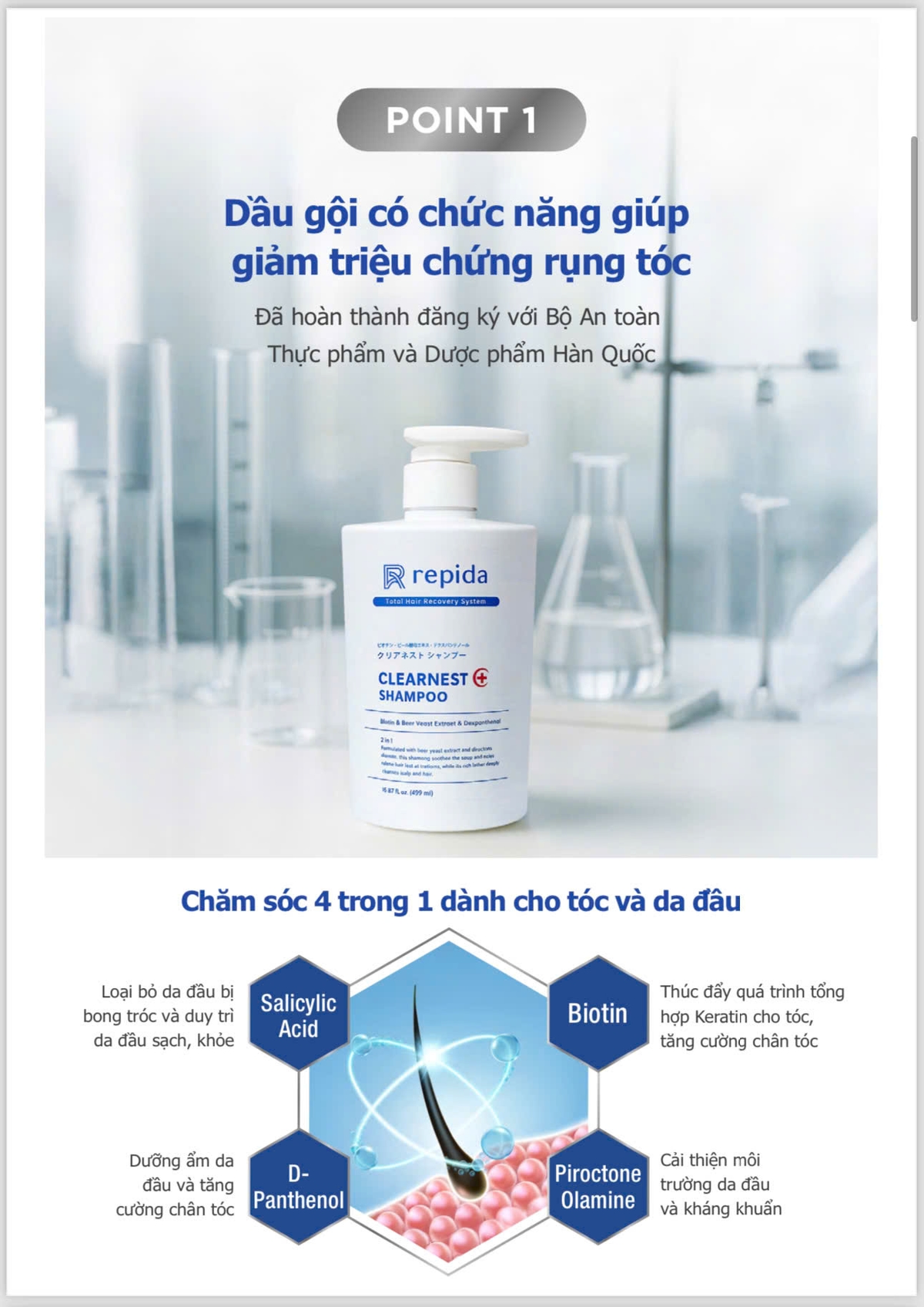 Dầu gội đầu repida CLEARNEST SHAMPOO 499ml/chai